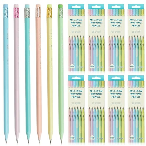 GBKDQQ 96 Stück HB Bleistifte, Graphitstift Bleistift HB Set mit Radiergummi, Holzbleistifte Set, Mehrfarbig Graphitstifte, Glücksstift für Schule, Büro, Zeichnen, Prüfungen
