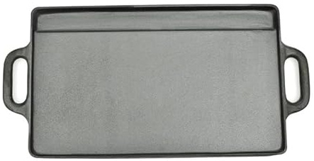 Plaque de cuisson réversible en fonte 50 x 23 cm – Plat à gratin de qualité supérieure pour barbecue et four, inoxydable et durable, parfait pour le camping et le jardin