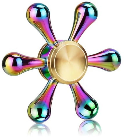 Coolden Fidget Spinner Metal Cool Fidget Toys Bunt Sechs Arme Hand Spinner Leise 3-5Min Hochwertig Anti Stress Autismus Spielzeug Sensorisches Stressabbau Handkreisel Geschenke für Kinder Erwachsene
