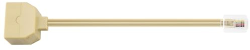 Jrudjsnhhty RJ11 6P4C Clavija 2X Enchufe Conexion M/F Seccionador Cable de Adaptador de telefono Beige