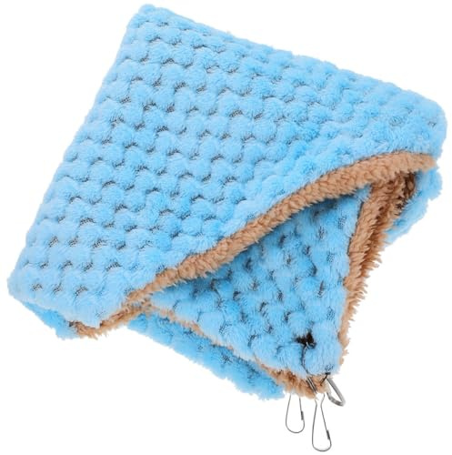 WOONEKY Hamaca Cálida para Jaula de Mascotas de Algodón Térmico, Tamaño 20x20 Cm, Color Azul, Escondite Acogedor para Hámsteres y Conejillos de Indias en Invierno, Cama Cómoda