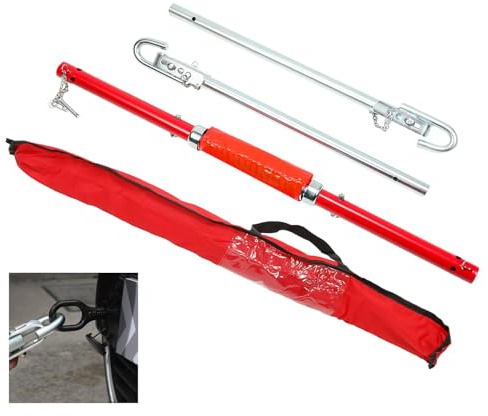 GEARMONSTER Abschleppstange 3T 195cm mit Tasche & Warnfahne | 3-teilig, Federdämpfung, Stahlkonstruktion, Warnfarbe, Abschlepphilfe, PKW, einfache Lagerung, inklusive Tasche