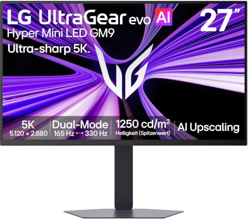 LG Monitor Gaming Ultragear 27GM950B-B - 27'', IPS, Morado | 5K (5120 x 2880), 165 Hz, 1 ms, NVIDIA G-Sync, FreeSync Premium, Panel IPS MiniLED, Dual Mode, 165 / 330Hz, DisplayHDR™ 1000