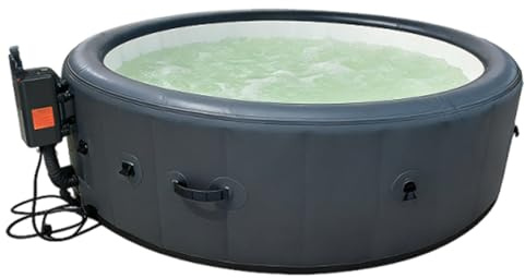 SPA Inflable PVC, Bañera de Hidromasaje Portátil para 2-6 Personas con 150 Jets de Masaje a Burbujas, Uso en Casa con Inflado con Un Solo y Tapete Independiente(196 * 71 cm)