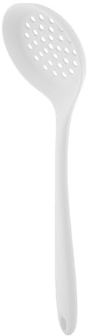 Operitacx Schiumarola in Silicone Flessibile Bianco per Cucina Design Integrale, Utensile Antiaderente per Scolapasta e Mestolo, per Vari Ambienti di Cottura