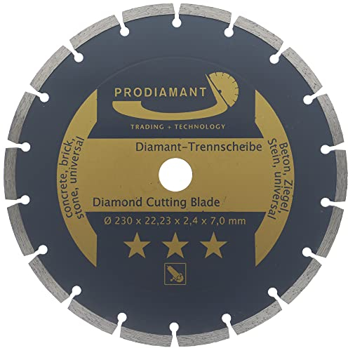 PRODIAMANT disco diamantato 230mm universale 230 x 22,2 mm calcestruzzo, pietra, mattone disco da 7mm segmento