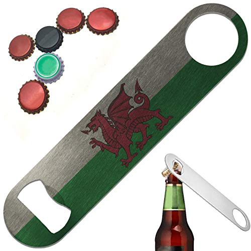 Wales Welsh Flag 7 Inch Heavy Durty Stainless Steel Bar Blade Bottle Opener - Speed Opener