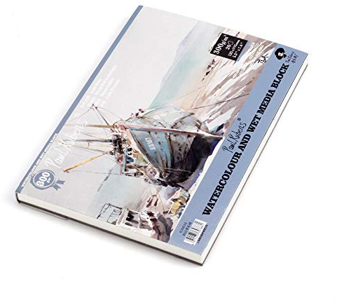 Paul Rubens Watercolour Paper Block, 140lb/300gsm Artist Quality Watercolor Paper Pad Acid Free Cold Pressed, 50% Cotton Rag, Sized 7.6 x 5.3 Inches, 20 Sheets