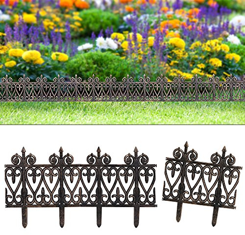 DEUBA® Bordure de Jardin Plastique 5,70m résistante intempéries UV Piquet Terre Parterre Plate-Bande délimitation Aspect Laiton Marron Bronze