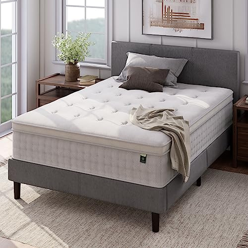 Zinus 13 Inch Euro Top Pocket Spring Hybrid Mattress, King, Pressure Relief, Pocket Innersprings for Motion Isolation, Mattress in A Box