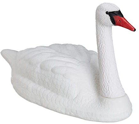 Relaxdays Set de 2 Cisnes Decorativos para Estanque, Nadando, para Atar, Plástico, Resistente Intemperie, Adorno XXL, Blanco