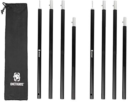 OneTigris Lightweight Tent Poles, 2pc/set, 7075 Aluminum Alloy, Adjustable & Extendable (160cm)