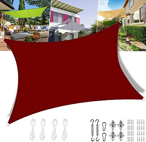 Voile d'ombrage Anti UV 2x2.5m Carre, Hydrophobe Voile dombrage pour Jardin Terrasse Camping Fête Piscine, sur Mesure avec Kit de Fixation, Rouge