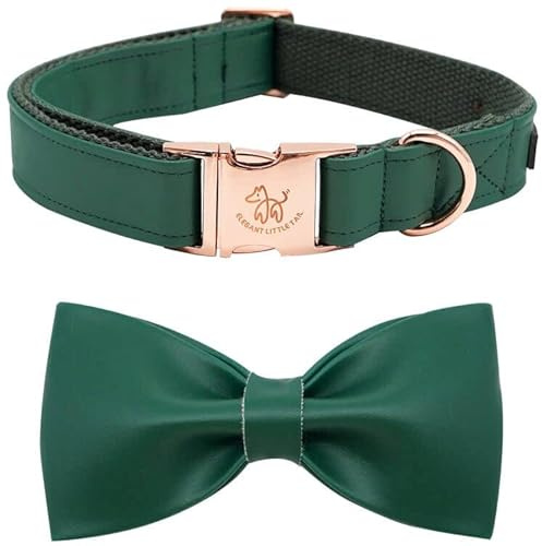 Elegant little tail Hundehalsband mit Schleife - Dunkelgrün Hundehalsband mit Schleife Premium-Halsband Mädchen Junge Hundehalsband Niedliches Hundehalsband für X-Small-Welpen und Hunde