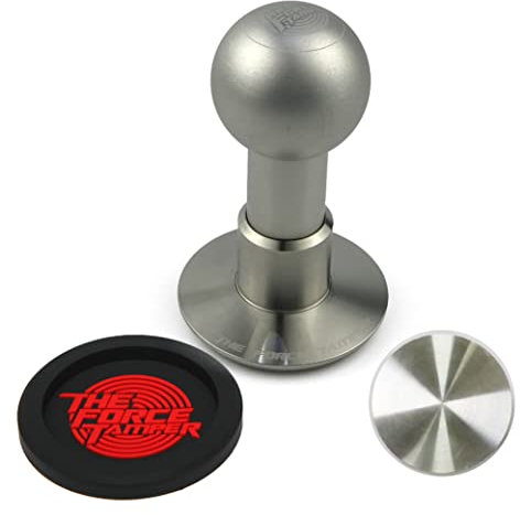 The Force Tamper Automatischer Kaffee-Tamper Standard-Set, silberfarbener Griff (Kugel, 58,35 mm)