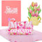 Tarjeta dia de la Madre, 3D Pop Up Tarjeta Felicitacion Cumpleaños,Tarjeta Cumpleaños para Mama con Sobre y Ramo de Tulipán, Mejor Regalo Madre Cumpleaños
