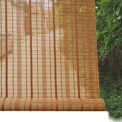 RICOLUS Bambusrollo Raffrollo Sonnenschutz Sichtschutz Rollo Seitenzugrollo Natur Retro Sichtschutz Rollo für Innen Außen Patio Büro Dekoration,Anpassbar (120x120cm)