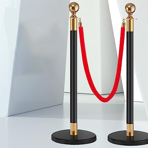 Crowd Control Rungen, 2PCS Standrohr Pfosten Warteschlange Pole Mit 1,5 M Rotem Samt-Seil Einfacher Zusammenbau Für Party, Museen, Hochzeit (Farbe : Schwarz, Größe : 1.5m)