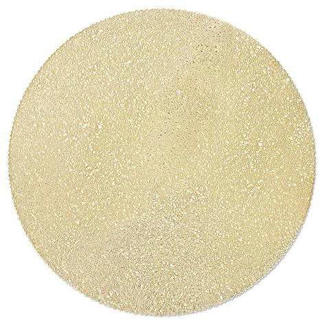 fanquare Runde Weihnachten Platzsets 6er Set, Gold Runde Tischsets, PVC rutschfest Wärmeisolierung Tischmatten für Esstisch, Küche, Party(Gold, 38cm)