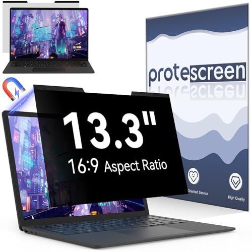 Magnetic Laptop Privacy Screen 13.3 Inch for 16:9 Computer Monitor, 13 Removable Anti Glare Protector Blue Light Filter Shield Film Compatible with Lenovo/Hp/Dell/Acer/Asus/Thinkpad/Envy/Xps/Toshiba