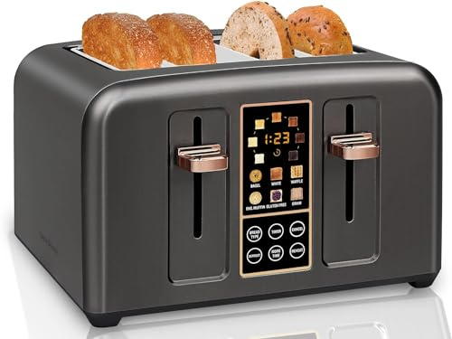 SEEDEEM 4-Slice Toaster with Touch LCD, 6 Bread Types, 7 Shade Settings, 1.5 Slots