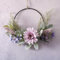 LOMOHOO Corona de puerta, decoración de flores artificiales, guirnalda de bienvenida, corona de puerta, corona de pared, corona de metal, anillos decorativos para boda, salón