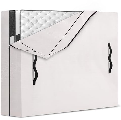 HOMESURE Mattress Bags for Moving and Storage with 8 Handles - Mattress Cover for Moving - Heavy Duty, Strong Zipper Closure, Moving Supplies & Moving Bag - Semi-Transparent, Queen