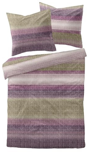 Traumschlaf Biber Bettwäsche Elverum lila – flauschig weiche & warme Winterbettwäsche aus 100% Baumwolle – atmungsaktiv, hautsympathisch & mit Reißverschluss – 160x210 cm + 65x100 cm