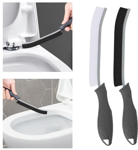 TQRR Escobillas de Baño-Cepillo Limpieza Hogar, Multifuncional Cepillo Limpieza Cerdas Duras, Inodoro, Bañera, Ranura de Puerta de Ventana y Herramientas de Limpieza (2, Gris)