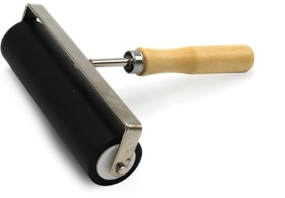 Paintersisters Gummiwalze 6cm/15cm - Linolwalze – Hochwertige Hartgummirolle mit Holzgriff, ideal für Mixed Media, Transferpotch und künstlerisches Arbeiten (150 mm)