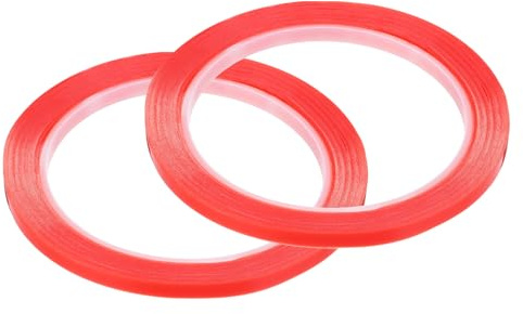 sourcing map Lot de 2 rubans adhésifs double face pour réparation d'écran LCD de téléphone portable, tablette, ordinateur portable, 5 mm x 10 m, rouge transparent