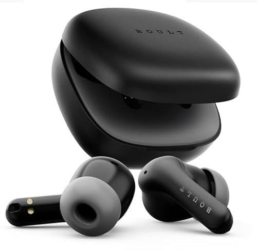 GOBOULT Made in India K10 Ear Buds Wireless with 50H Playtime, 4 Mics for Clear Calling, 45ms Low Latency Gaming, IPX5, 10mm Bass Drivers Earbuds Buds TWS Bluetooth Wireless Earphones (Pure Black)
