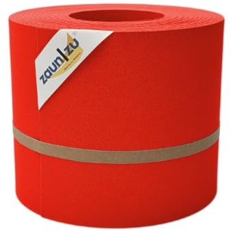 zaun|zu® Premium 26m Rolle Sichtschutzstreifen | genarbte Oberfläche | Lederstruktur | PP für Doppelstabmatten UV-beständiger Sichtschutz | Zaunblende Made in Germany Rot, 26m