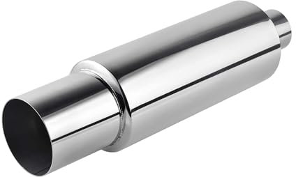 Krtopo 2,5 Pouces/63MM d'admission d'échappement en Acier Inoxydable Turbo d'échappement de Voiture Boîte Arrière Tube d'échappement 14,2Pouces/360MM Longueur Totale