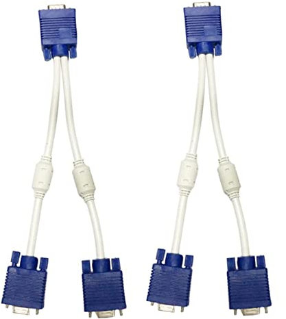 CAXUSD Vga Splitter Cable 0.3m 1 in 2 out Video Adapter Dual Female Connector for Monitor Display, Vga 3+6 Signal Cable Compatible with Dual Monitor Setup in Office and Home