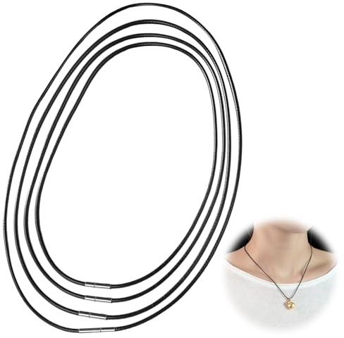 4 Stück Lederband für Ketten,Lederkette Damen Lederbänder für Ketten,Lederband Kette mit Verschluss,Lederhalsband Damen,Herren Kette Lederhalsband Männer Lederkette mit Verschluss (schwarz)