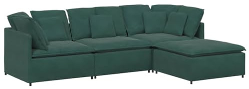 vidaXL Modulsoffa med fotpall och dynor sammet mörkgrön, sektionssoffa, modulär sektionssoffa, modern soffa, modulär sektionssoffa, L-formad soffa