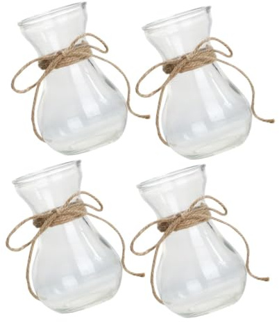 HAMPPLIES 4 Stück Glasvase aus Klarem Glas für Blumenarrangements und Hydrokultur Dekorative Tischvasen im Einfachen Stil für Schreibtisch und Geschenk