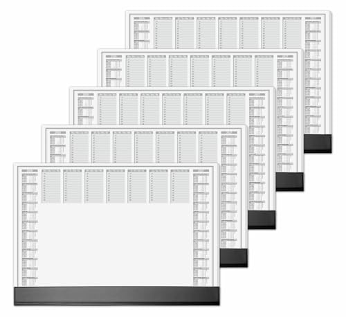 SIGEL Papier-Schreibtischunterlage DIN A2 Kalender 2026-2027 5er Set | H6365/5, 40 Blatt je Block mit Schutzleiste aus nachhaltigem Papier