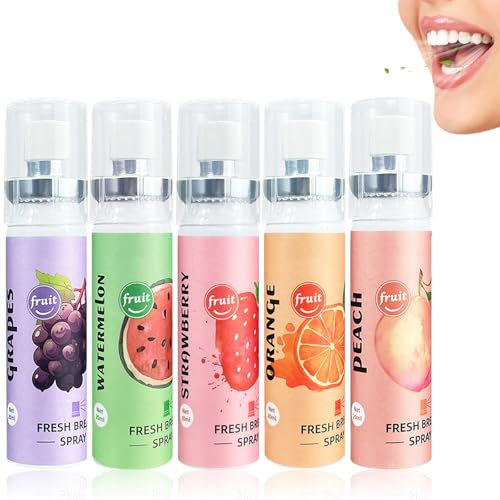 5Pcs Fruit Oral Breath Spray, Portable Breath Oral Odor Care Spray, Mouth Spray for Bad Breath, Breath Fresh Spray, Effective Mouth Freshener for Adults
