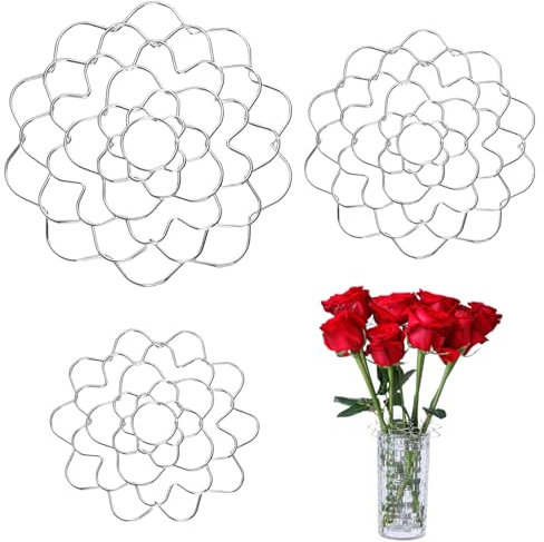 loghohu 3 Pcs Flower Arrangement Holder, Flower Grid for Vase 4/5/6 Inch Stainless Steel Frog Flowers Grid for Floral Plant Vase Stems Bouquets Plant Fixation (3 Sizes)