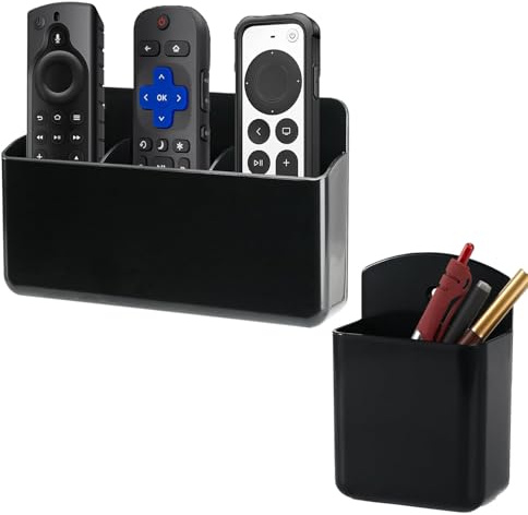 NCOALE 2 unidades de soporte de mando a distancia, soporte de pared autoadhesivo, mando a distancia, 3 ranuras y 1 ranura, soporte de mando a distancia para teléfonos móviles, bolígrafos, gafas