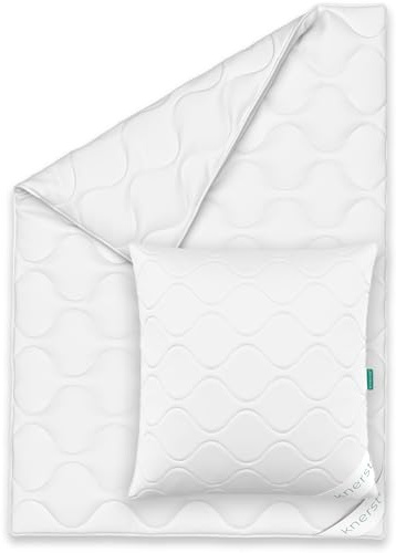 KNERST Bettdecken Set 135×200 mit Kissen 80×80 Made in EU | Ganzjahresdecke, Bettdecke mit Kissen, Allergikergeeignet, Atmungsaktiv, Waschbar bis 95 °C, Steppbett