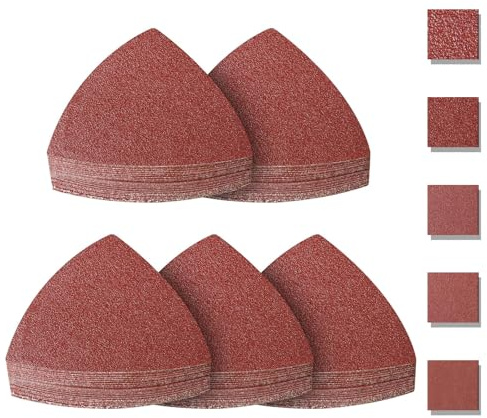PMIQSA Carta Vetrata Triangolare │ 100 Fogli │ 93 X 93 X 93 MM │ Grana 150│Per Levigatrice A Delta │Fogli Abrasivi │Tamponi Triangolari Fogli Abrasivi │Tamponi Triangolari