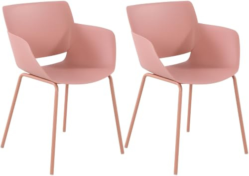 CLP 2er Set Gartenstuhl Alpena, Schalenstühle für Garten, Terrasse und Balkon, Sitzschalen wetterfest, Gestelle aus robustem Stahl | Farbe pink