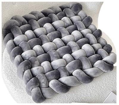 LXLAEOANG Cojín de Peluche con Nudo Cuadrado, Decorativo, for Oficina, for Dormir, for el Suelo, for la Espalda(Dark Gray)