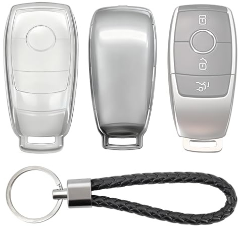 Autoschlüssel Hülle für Mercedes Benz Schlüssel Hülle - Schlüssel Cover mit Schlüsselanhänger für Mercedes Benz A/B/C/E/G/S Klasse, GL-Serie, CL-Serie usw. TPU Schlüsselcover Schlüsselgehäuse Zubehör