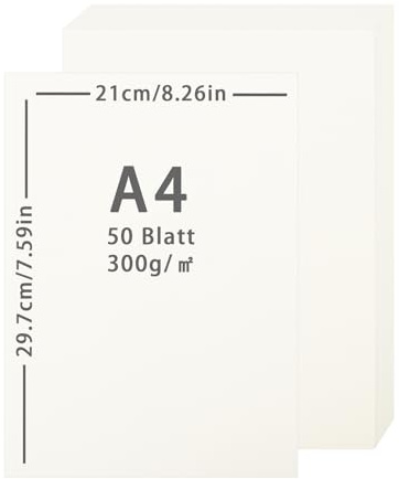 Lre Co. 300g/m² beige dickes papier A4, 50 Blätter, 297 x 210 mm, dick, Druckpapier, Kartenpapier A4 für Kunst- und Handwerkseinladungen, Menü-Karten, Hochzeitskarten, Büro- und Schreibwaren