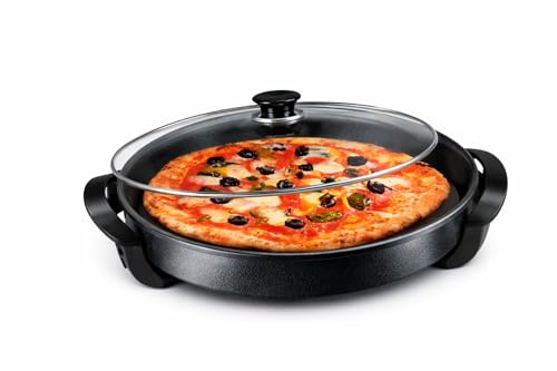 Pizzapfanne Zeybeks Elektrisch Partypfanne Elektropfanne 30x30cm mit Glasdeckel (42x13cm)