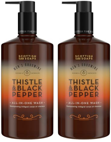 Scottish Fine Soaps DOUBLE Thistle & Black Pepper All In One Wash 500ml Pump Bottle